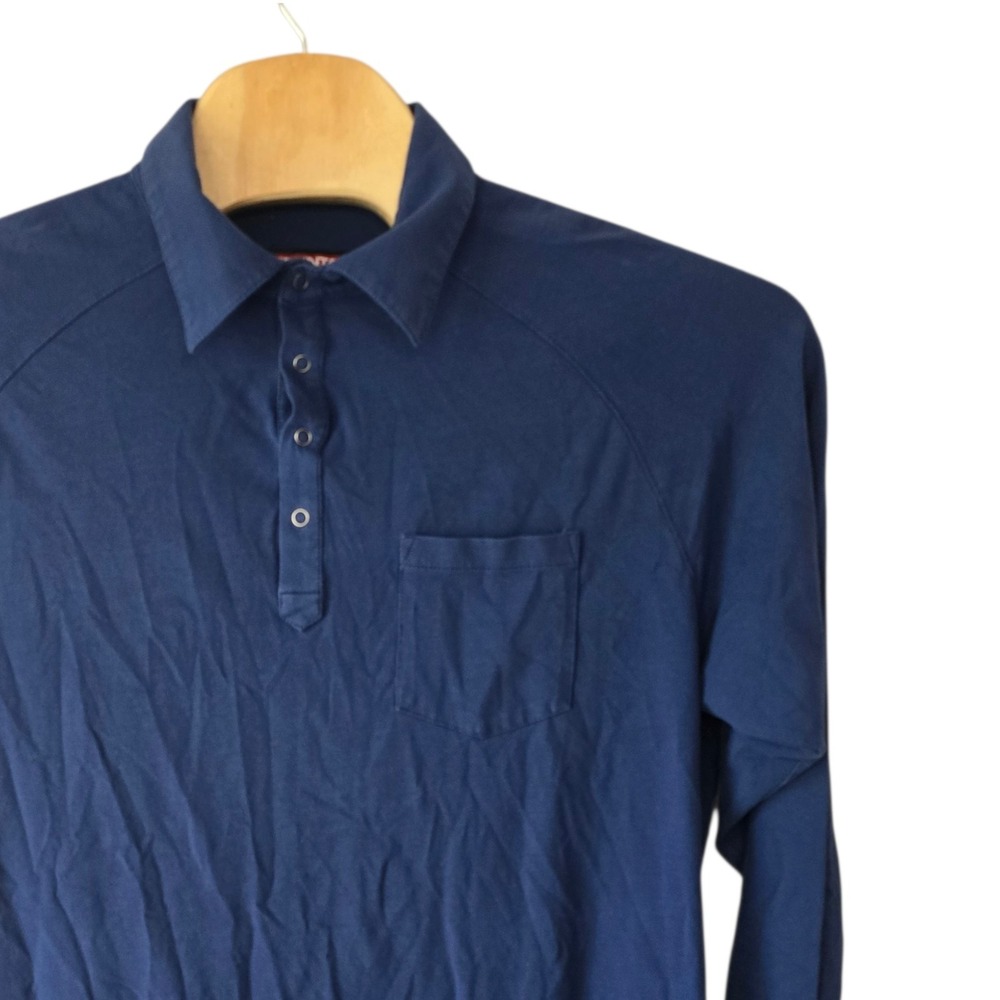 Sun Mountain Outerwear Mens XL Navy Blue Long‎ Sleeve Snap Polo Shirt T10421